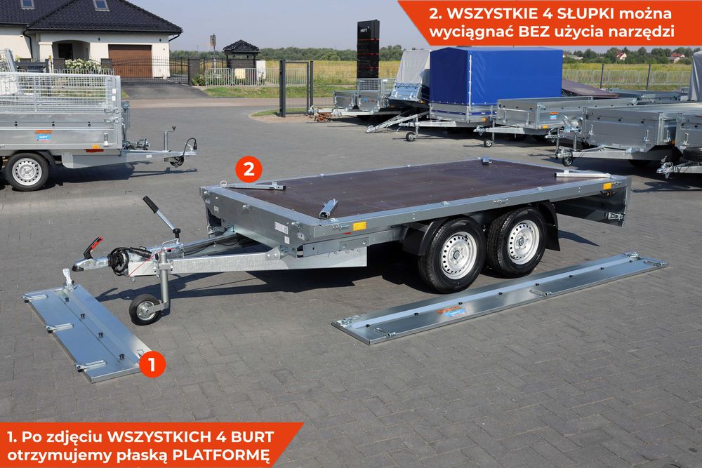 Przyczepa 320 x 168 x 40 Neptun Nordica N16-320 2 kps GN236 Nowa hamowana przyczepa samochodowa ciężarowa Koła pod spodem platforma pod jacuzzi balie