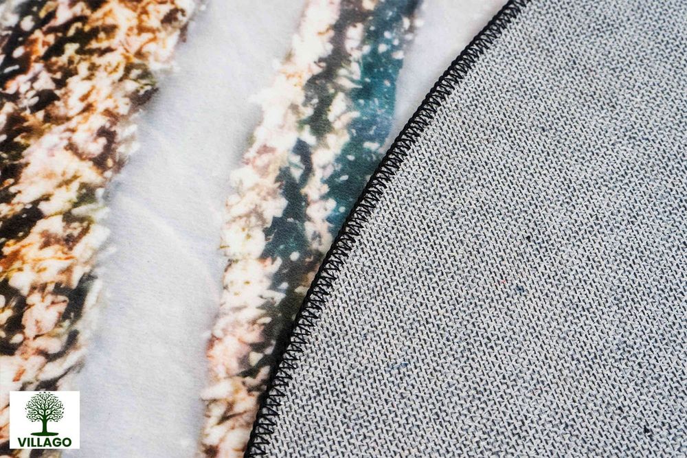 NOWY • OKAZJA Okrągły dywan Villago OVON 90x90 cm – Wzór złoty brzeg