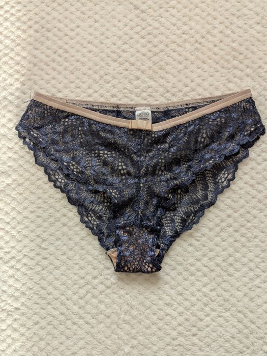 Figi koronkowe, granatowe. Esotiq rozmiar L