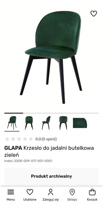 Krzesło tapicerowane zielone welur