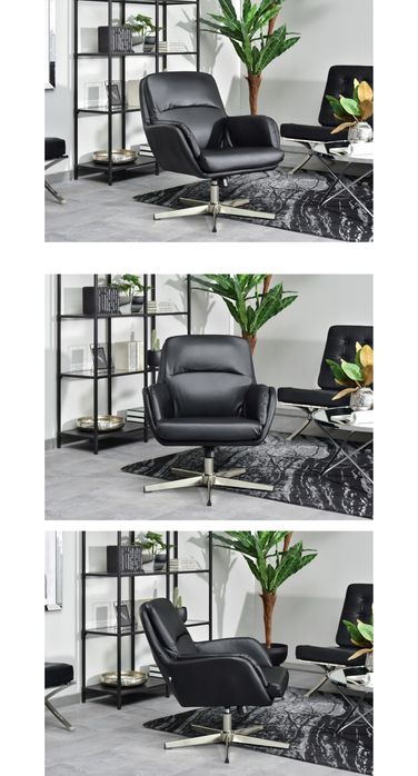 Fotel obrotowy thisted czarny bujany