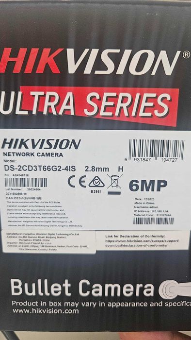 Kamera 6MP HikVision DS-2CD3T66G2-4IS