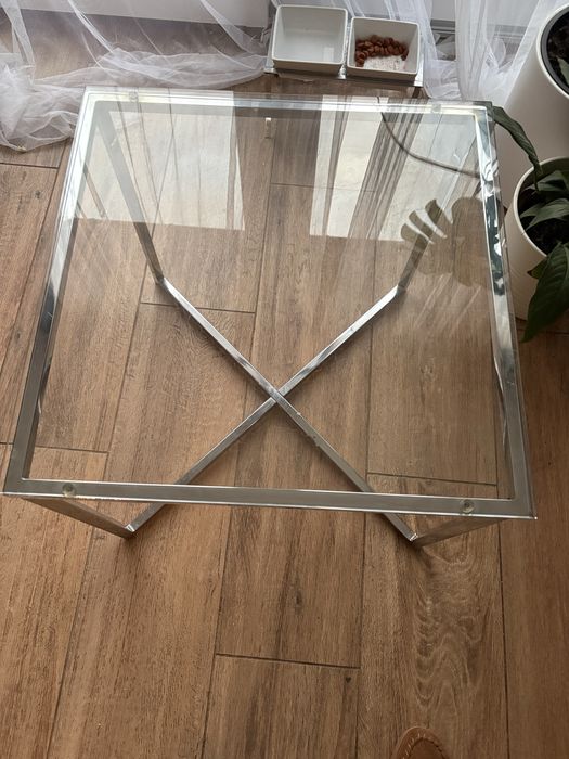 Stolik kawowy chrom i szkło