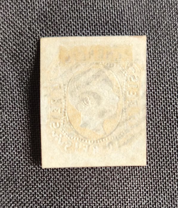 1862/1864 – Selo Afinsa Nº 15 – D. Luís I, 10 reis amarelo laranja
