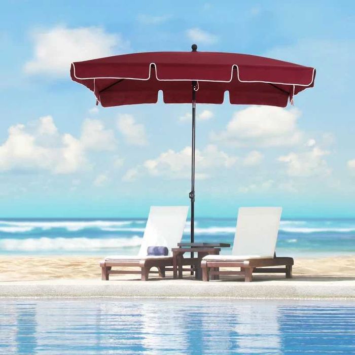 Chapéu de Sol Retangular de Jardim (com Função de Inclinação) - Vinho