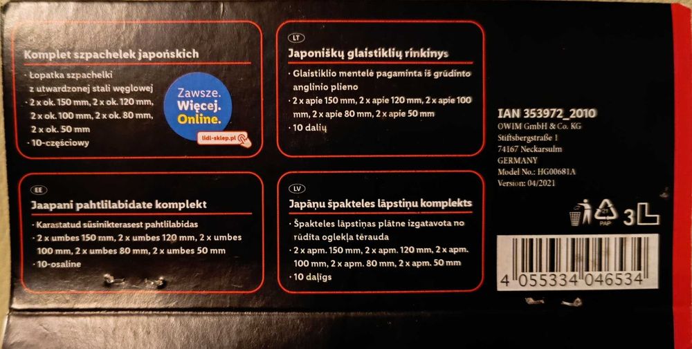 10-częściowy zestaw japońskich szpachli