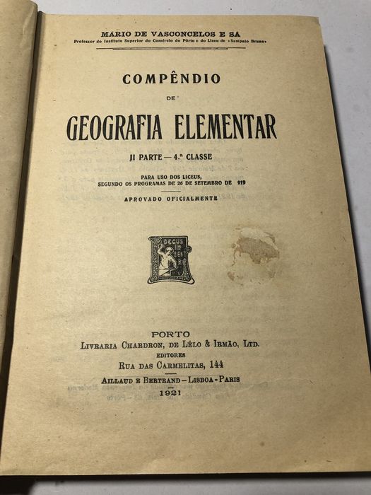 Livro antigo compendio de geografia elementar