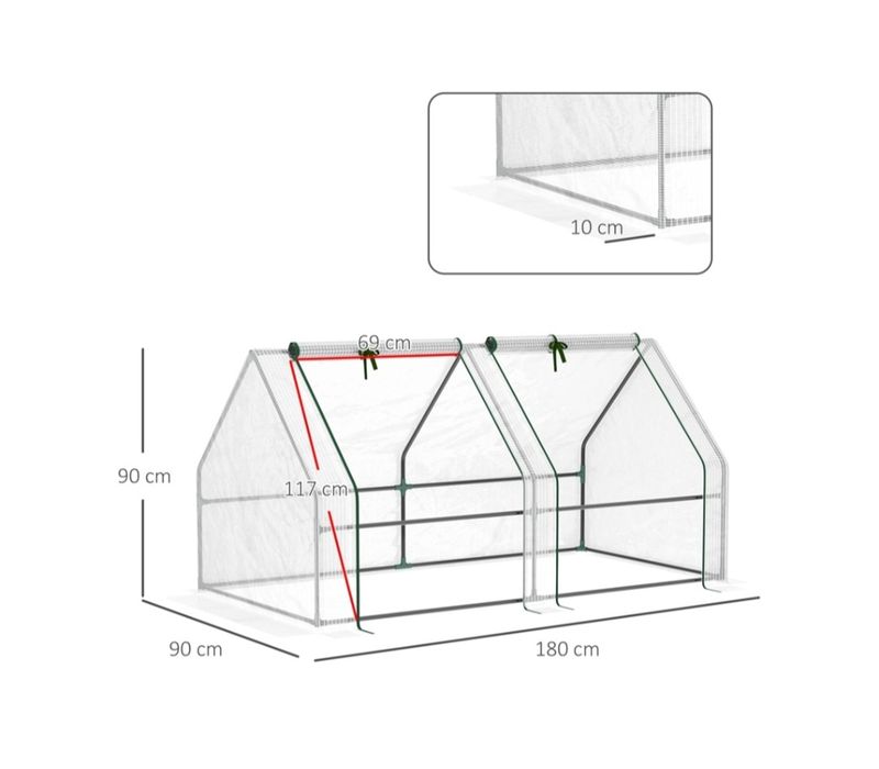 Estufa de Exterior OUTSUNNY 180 × 90 × 90 cm