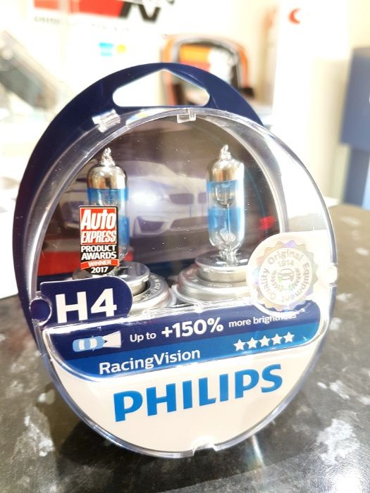 Lâmpadas Philips Halogéneo RacingVision H4, H7 +150%