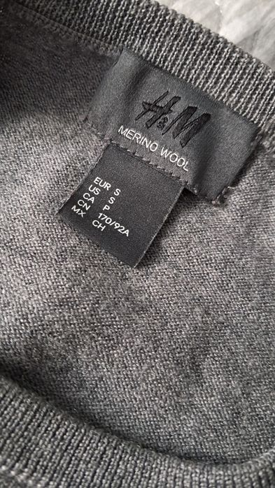 Sweter męski szary S H&M Merino Wool