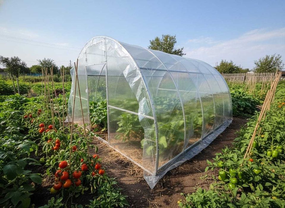 Szklarnia foliowa "Kombi" z poliwęglanem na frontach wym. 3,26x8