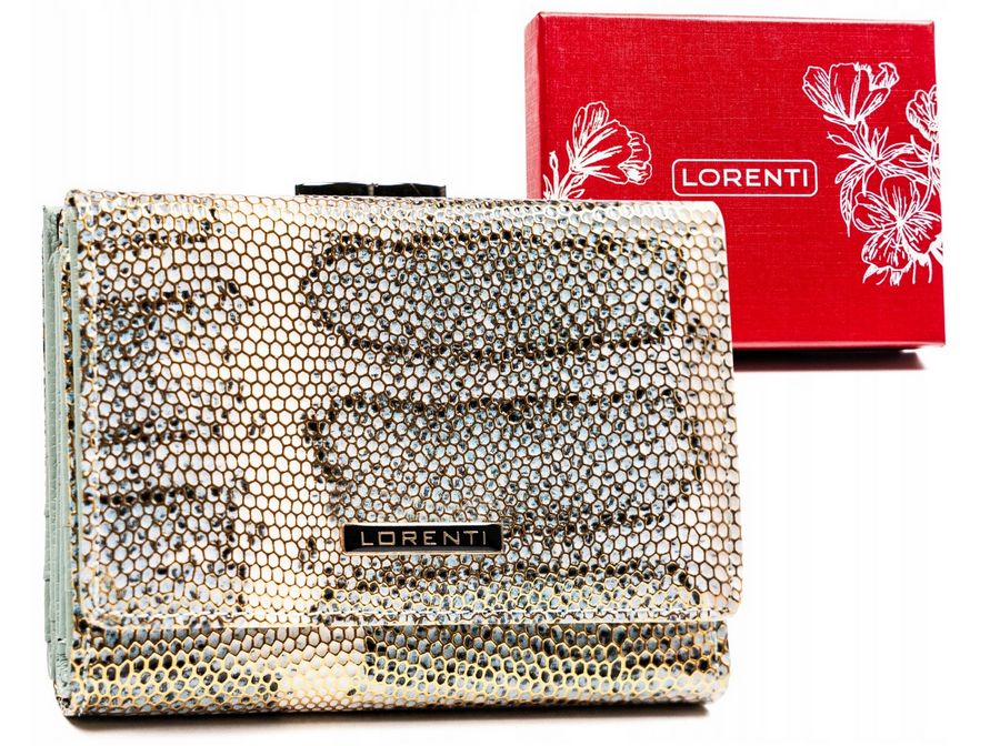 mały, skórzany portfel damski na zatrzask i bigiel - lorenti