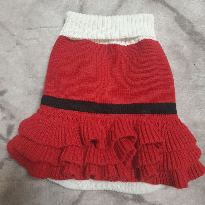 В'язана червона кофта на собачку