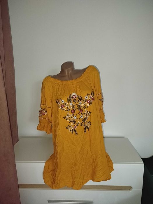 Вишита сорочка стилізація 52-54-56 розмір гірчичного кольору