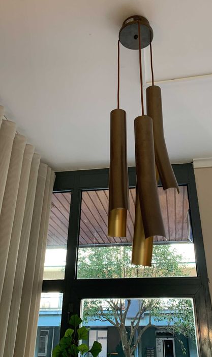Candeeiro 3 pendentes em metal bronze Novo