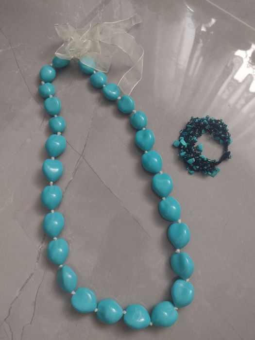 Korale i bransoletka z turkusu
