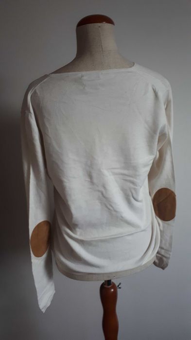 Massimo Dutti - oryginalny damski biały sweter roz.L wełna jedwab