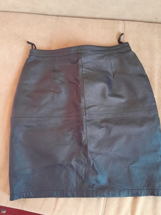 Кожаная юбка черная