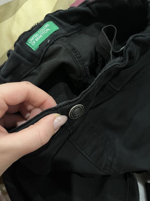 Calças pretas Benetton 10-11 anos | Botão falso | Juvenil