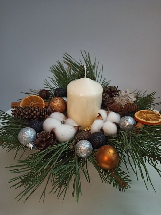 Kompozycja stroik bożonarodzeniowy Handmade rękodzieło