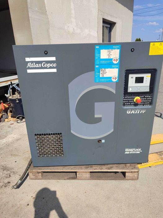 Sprężarka śrubowa Atlas Copco GA11 FF 11kW, 12,75 bar z osuszaczem