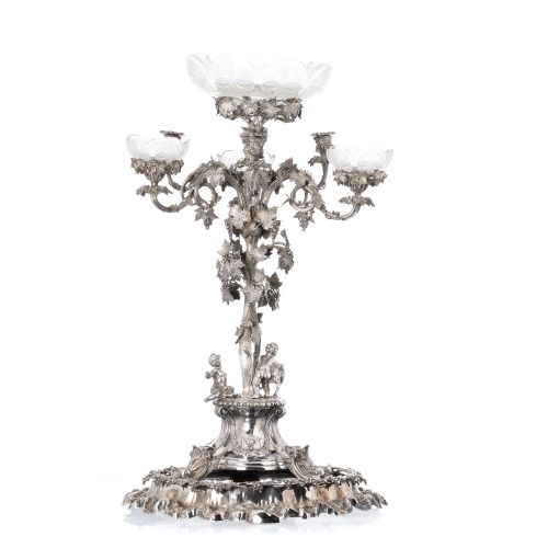 Imponente centro de mesa candelabro com plateau - Século XIX (81 cm)