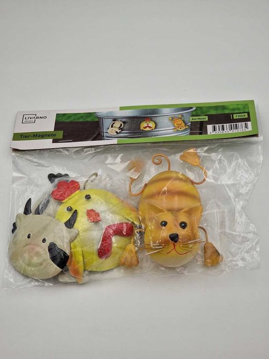 Magnesy dekoracyjne do domu ogrodu zwierzęta 3 sztuki krowa kura kot