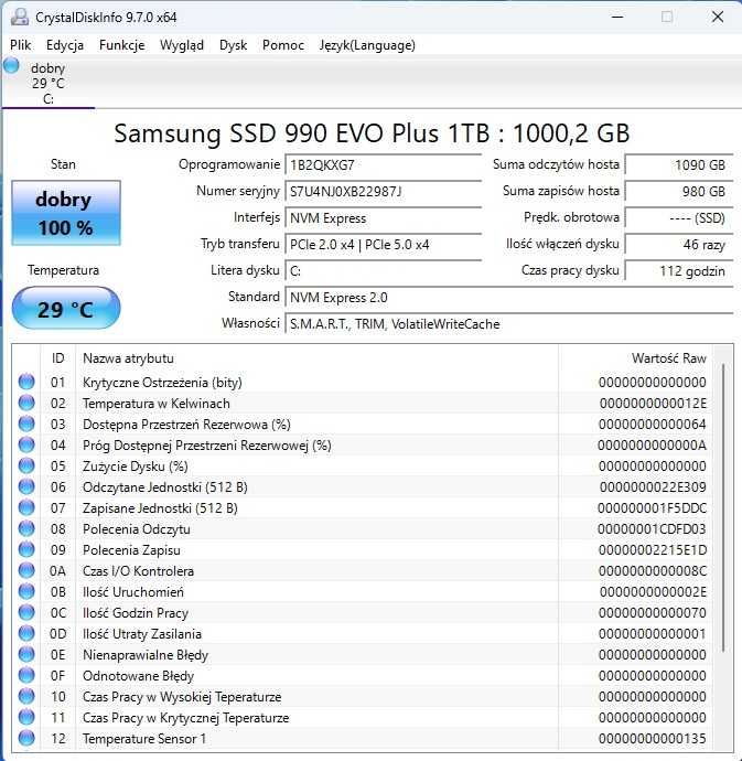 | Komputer | i5-8400 2,80 GHz | 32 GB DDR4 | Samsung 990 EVO Plus 1 TB
