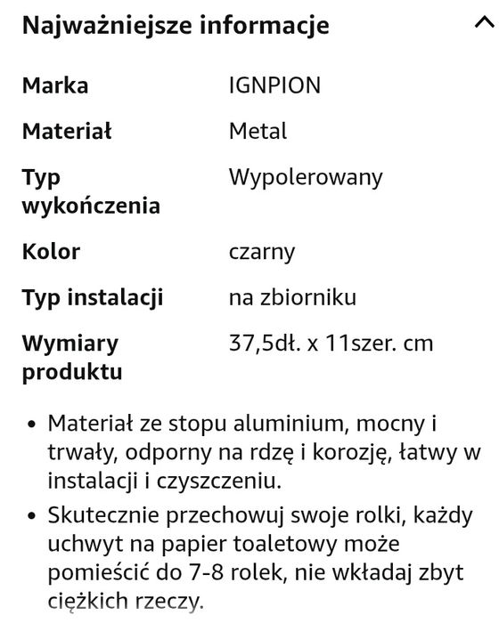 Uchwyt na papier toaletowy