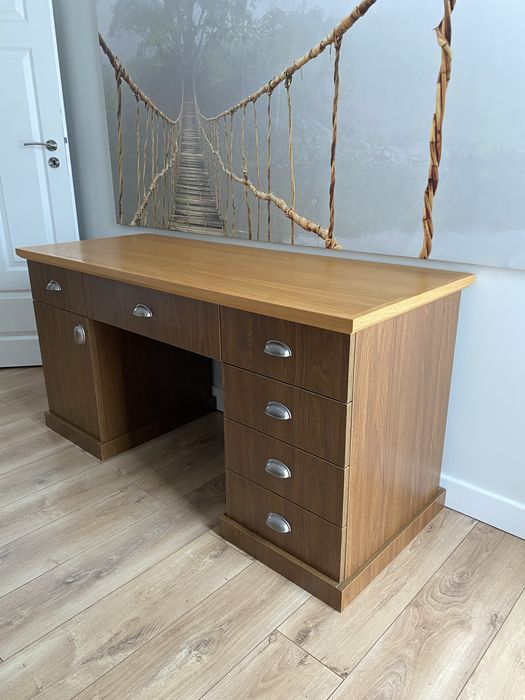 Solidne Biurko (od stolarza)/Ciężkie– dębowy blat, stan idealny