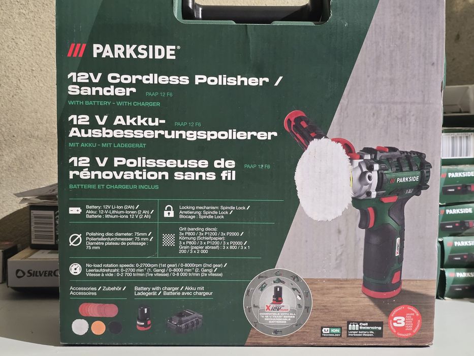Parkside 12V Polidora sem Fios com Bateria