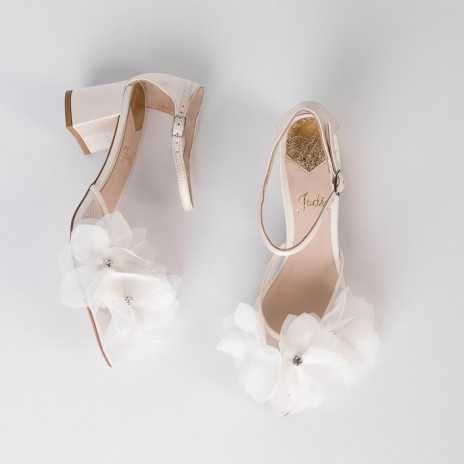 Buty ślubne ręcznie szyte, ze zdobieniami - słupek 5,5cm, rozmiar 40