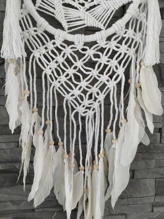 Łapacz snów biały haftowany 75 cm Indonezja
