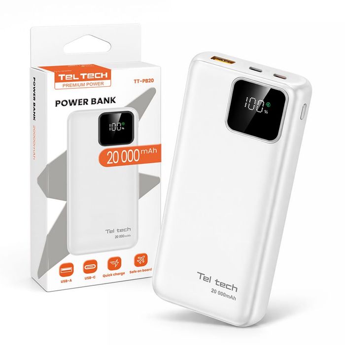 Powerbank Teltech 20000 mAh biały