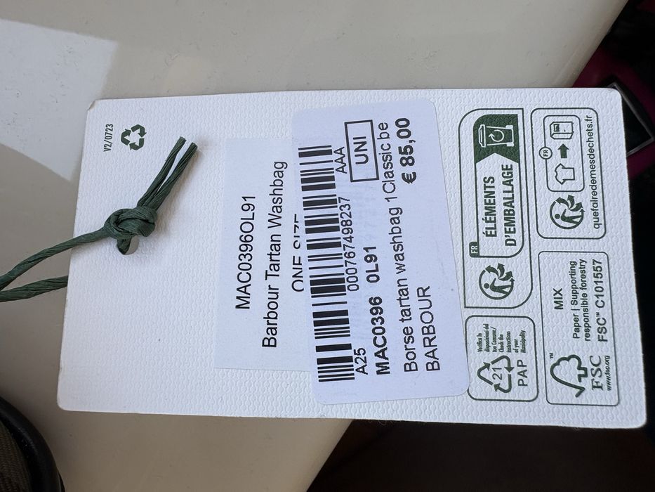 Barbour kosmetyczka zielona tartan