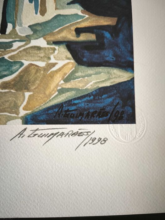 Serigrafia Original Assinada e Numerada de António Guimarães – "Monsaraz, Alentejo, Portugal"