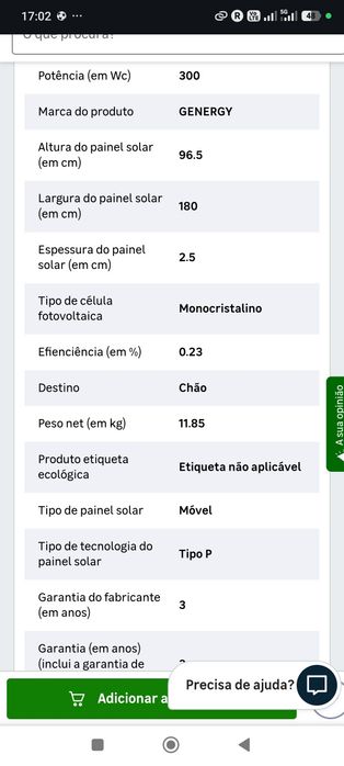 Painel solar portátil genergy 300w