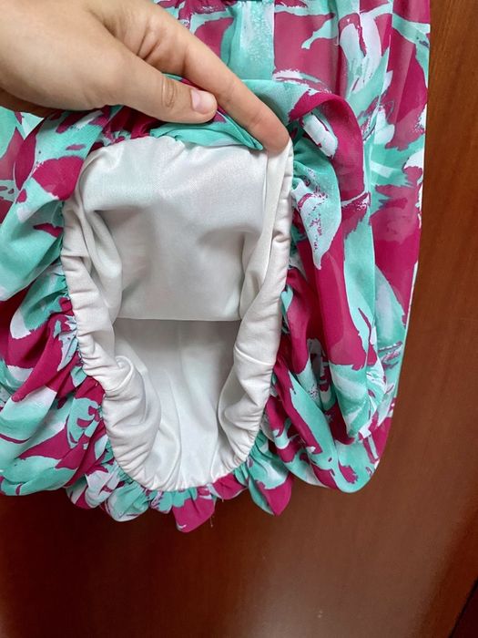 Vestido Curto Abalonado Rosa e Verde Menta (34)