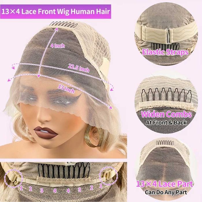 Peruka z Brazylijskich ludzkich włosów 100% naturalna Blond