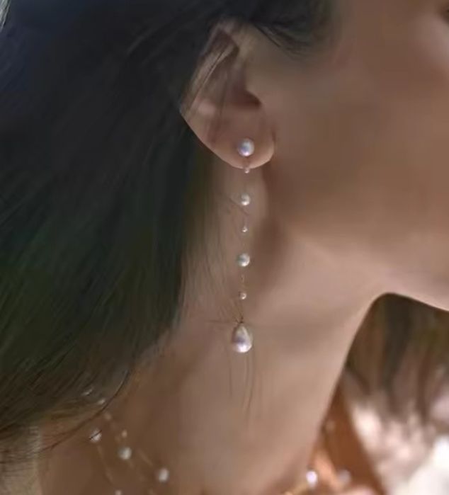 Серьги, жемчуг серебро, пусеты