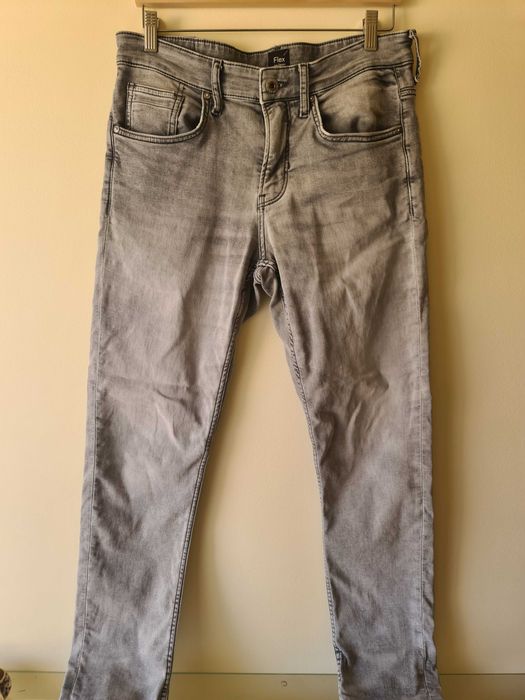 Calças Ganga Jeans Cinza Cinzentas - Tamanho 42 Slim C&A