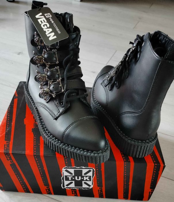 Buty Skull Buckle vegan goth punk rock witch emo