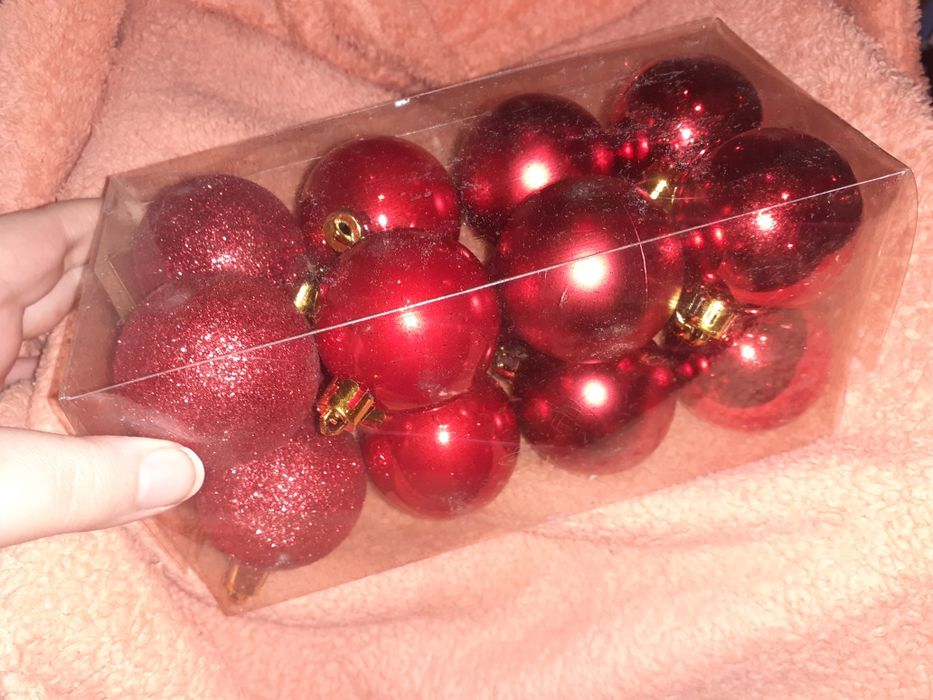 Набор ёлочных игрушек красные шарики на ёлку украшения 16 шт