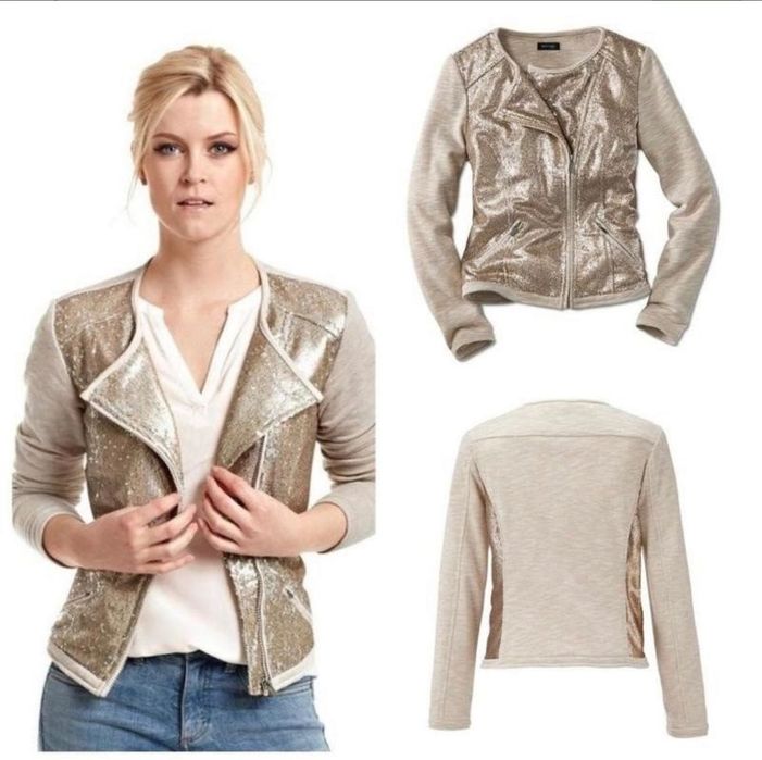 Жакет кофта пиджак пайетки свитшот двухнитка S-M