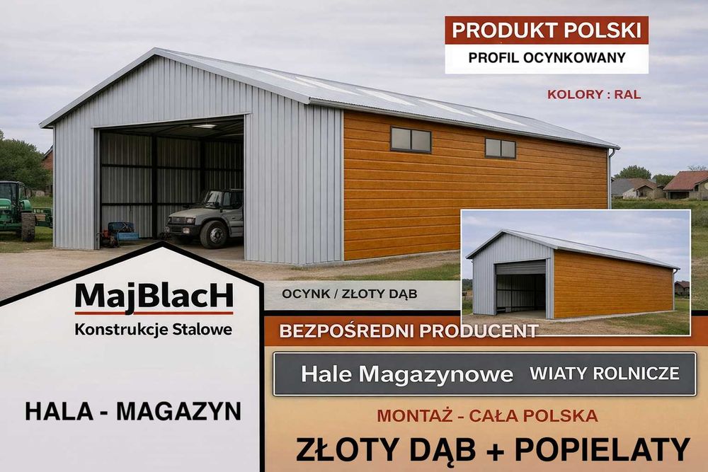 Garaż Blaszany | Konstrukcja Stalowa |Wiata |Hala |Profil – Maj-BlacH