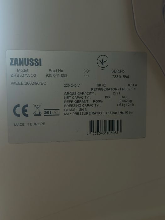 Холодильник ZANUSSI