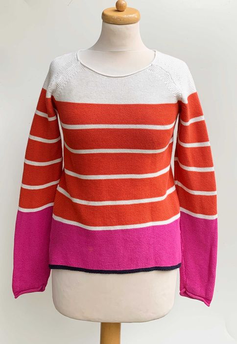 Sweter XS 34 Paski Paseczki Next Kolorowy Bawełna Różowy Pomarańczowy