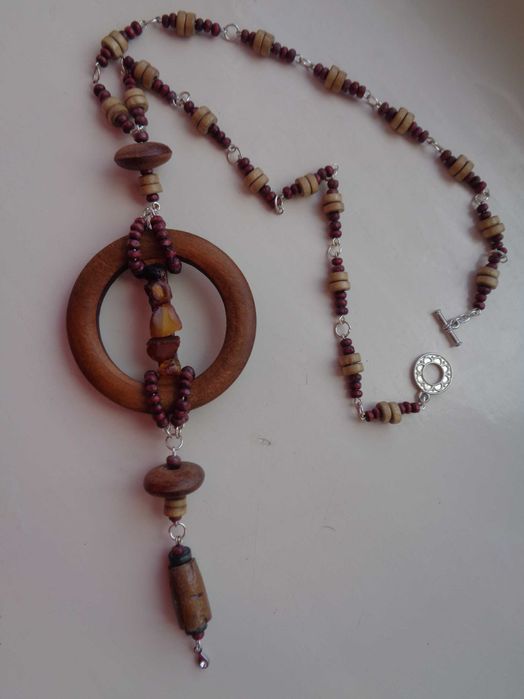 подар намисто 60см підвіс 16см нат бурштин дерево ручн роб