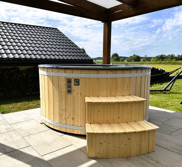 Balia Bania Jacuzzi Ogrodowe Hot Tub 200/225cm Kompozyt Piec na Drewno