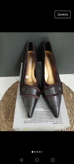 Szpilki niskie 36 brązowe sesja vintage boho czółenka boho eleganckie